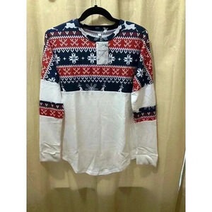 Suvimuga Christmas Sweater Long Sleeve Shirt Navy Red White Small